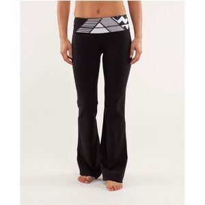 Lululemon Reversible Groove Flare Yoga Pants Slim Leg 6 Rare Prin Waisband Luon